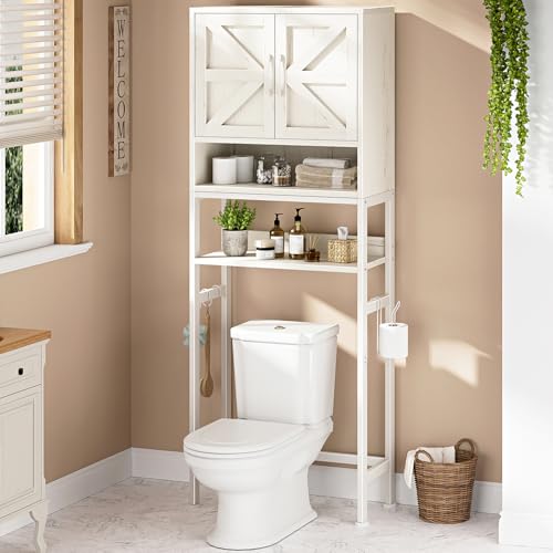 Over The Toilet Storage Cabinet - Farmhouse Bathroom Shelves with...