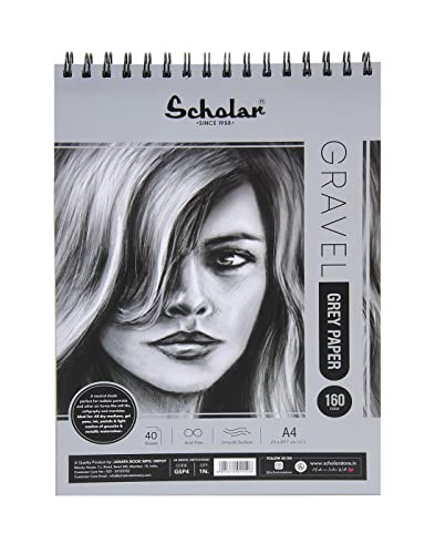 Image of Scholar Gravel Sketch Pad - 170 GSM Grey Toned Drawing Paper | Premium Artist Sketch Pad for Shading, Highlights, Pencil, Charcoal, Pastel & Figure Drawing Practice (A4)