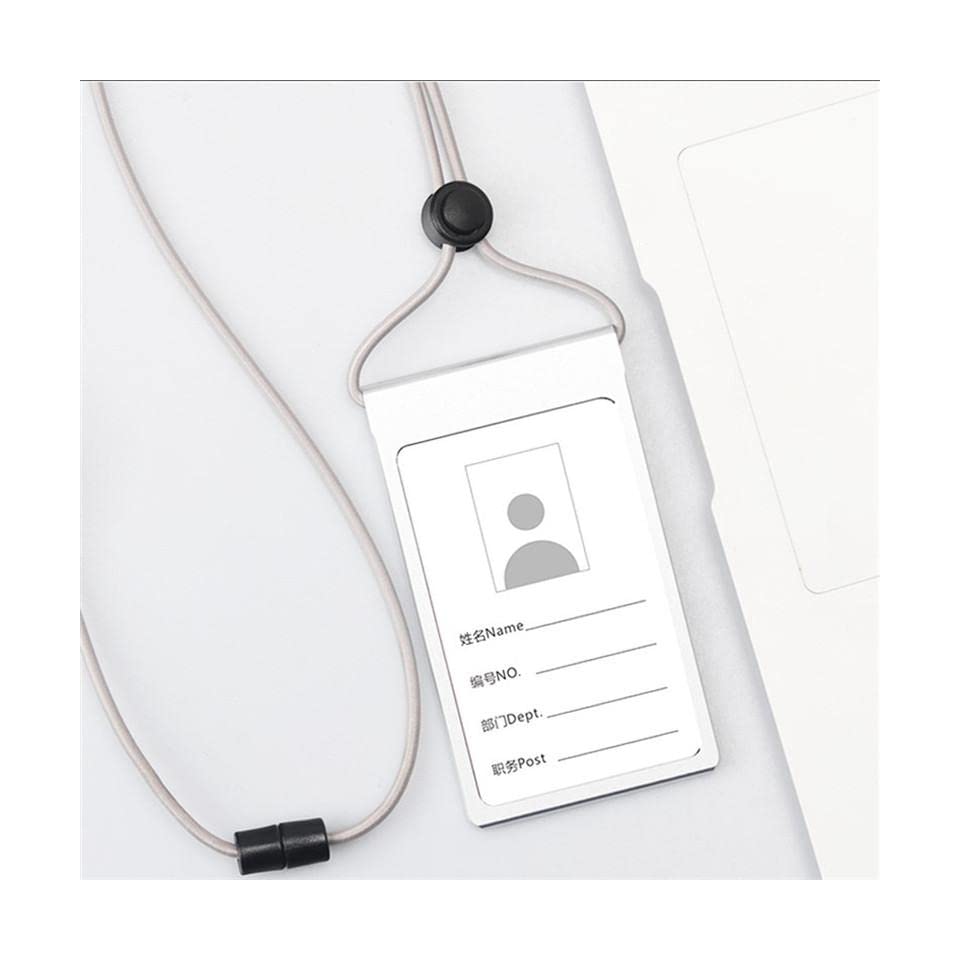 Lanyard-Visitenkartentasche, Kartenhalter mit Umhängeband, Ausweishüllen, 5 Stück, Ausweishüllen, Aluminiumlegierung, Bus-Kreditkartenetui, Mitarbeiter, Student, Name, Umhängeband, Metall, Arbeitsausw