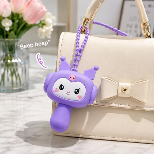 Image of HOUSELY Cute Cartoon Bunny Squeaky Squeeze Toy - Soft Silicone Kawaii Hammer with Sound | Stress Relief Fidget Toy with Beaded Strap, Portable Bag Charm for Kids & Adults, Return Gift - Purple