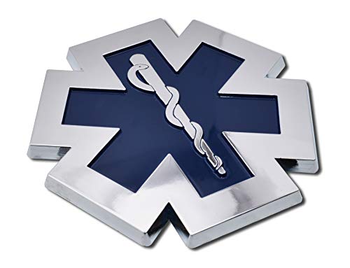 Image of Elektroplate EMS Star of Life Symbol OEM Chrome Emblem for Cars, Trucks, and All Auto | Universal Fit at 2.8 inch x 2.8 inch | Weatherproof