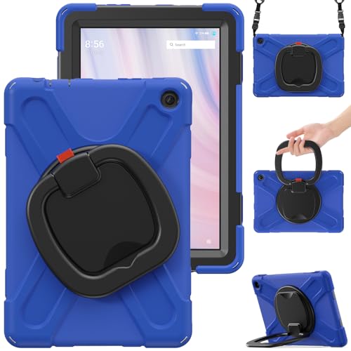 Amazon Fire HD 10 (2023年発売)ケース ショルダー シリコン【ABADAN】ポリカーボネイト ハードシェル + ソフトTPU の3層構造で、ハンドル付き、360度回転式スタンド機能 耐衝撃 衝撃吸収 防塵 アマゾン Fire HD10