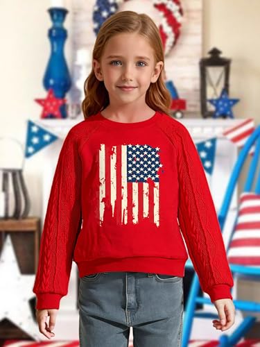 Image of CAZYCHILD Girls 4th of July Shirt Boys USA Tshirt Kids American Flag Sweatshirt Patriotic Pullover Tee Tops