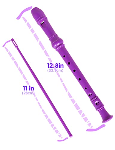 Image of Mr.Power Soprano Recorder C Key 8 Hole German Fingering Clarinet ABS Music Flute Present for Beginner Graduation School Education Family (Purple)