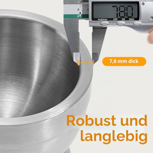 Foto von Sopito Mörser Edelstahl, klein, mit Stößel, Silikondeckel & Bürste