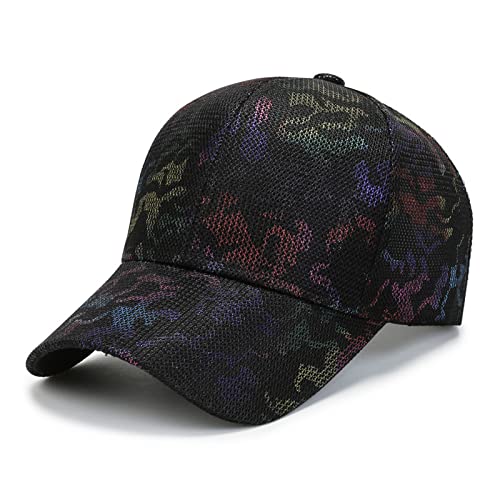 Adjustable Baseball Caps Breathable Mesh Baseball Cap Fashion Sun Hat Sunshade Sports Baseball Cap Suitable For Men And Women (Black) #TOP22