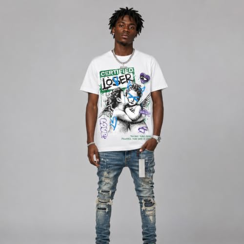 Image of DopeSkill Graphic Tee Streetwear Hip Hop Hypebeast Street Style Crew Neck Unisex T-Shirt Sneaker Colour Matching Shirts Angel