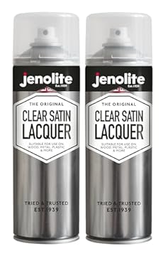 JENOLITE Clear Lacquer Spray | Satin | Crystal Clear Finish | 2x500ml | Enhances & Protects Surface and Paintwork from Corrosion & UV Damage, Non-Yellowing Varnish