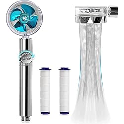 Ventilador Con Rociador Ducha de mano de alta presión con filtro turbospa con ventilador e interruptor (azul)