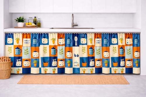 Image of Barebeauty Premium Printed Kitchen Sink Curtain | Kitchen Under Sink Curtain | Decorative Cabinet Cover | Washable & Dustproof | Modern Curtain (1, Design-2)