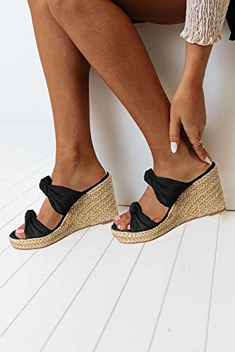 Womens Slip on Espadrilles Wedges Sandals Slides Platform Bow Open Toe Summer Dressy Mules Shoes2