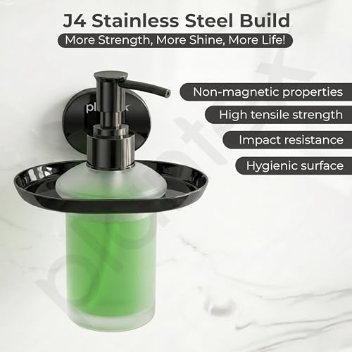 Image of Plantex J4 Stainless Steel Liquid Soap Dispenser /Shampoo Dispenser for Wash Basin /Hand Wash Dispenser Wall Mounted /Bathroom Accessories (PVD Black Finish) Onix