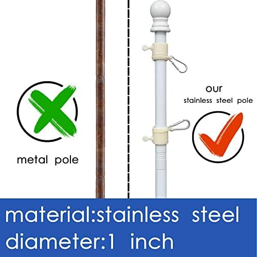 Bird Twig Flag Pole, 6FT Flag Pole Kit, Flag Pole for House, Residential or Commercial White Flag Pole with Bracket