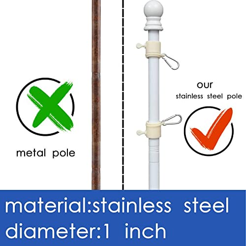 Bird Twig Flag Pole, 5Ft Flag Pole Kit, Flag Pole For House, Residential Or Commercial White Flag Pole With Bracket #TOP2