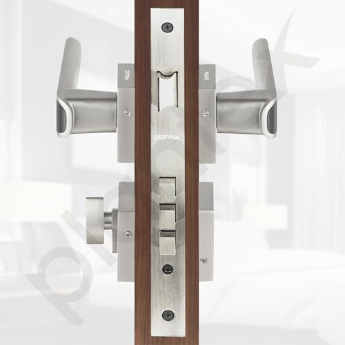 Image of Plantex Main Door Locks for Home /Premium Door Lock with 3 Years of Warranty /Mortise Lock for Door - Main Door Lock Set (7112 - Satin White & Satin Black)