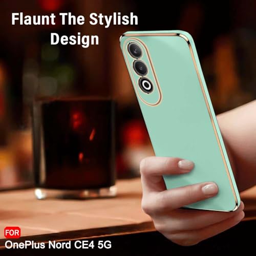 Image of TheGiftKart Luxurious Golden-Plated Back Cover Case for OnePlus Nord CE 4 5G | Raised Lips for Camera & Screen Protection | Shockproof Design | Stylish Back Cover for OnePlus Nord CE4 5G (TPU, Green)
