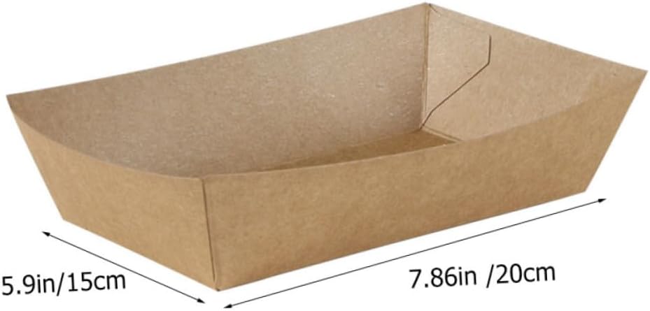Mikinona 100pcs Oil-proof Kraft Paper Food Containers, Disposable Fried Chicken and French Fries Takeout Boxes, Grease-resistant Snack Holders for Food Service and Catering