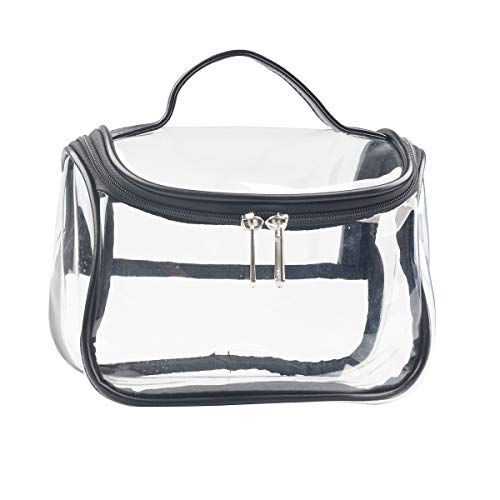 Heavy Duty Clear Cosmetic Bag Waterproof Transparent Travel Makeup Toiletry Organizer Bag (Black)