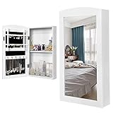BAKAJI Spiegelschrank zur Wandmontage, Schmuckschrank mit Tür für Gegenstände und Innenspiegel, Kleiderschrank, Organizer, Schmuckaufbewahrung, Farbe Weiß (60 x 30 x 8,5 cm)