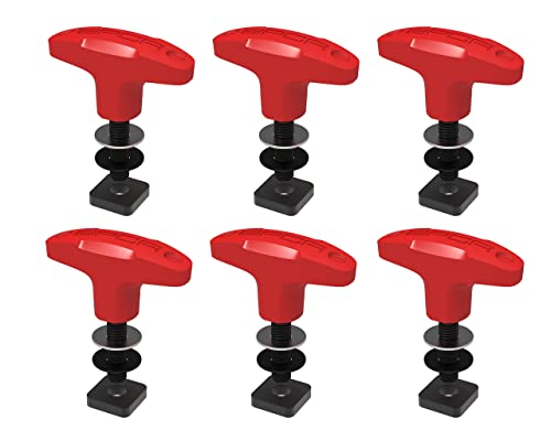 Image of GPCA Quick Release Tie Down GP Anchor PRO w /Nut, Wrangler JK 2007-2018 | T-Handle, Jeep JK Hardtop Bolts & Cargo Hooks, M8 25mm Thumbscrew, Jeep Wrangler Accessories (6PC, Red)