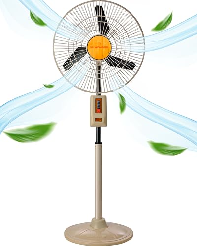Image of Almonard 18 inch (450mm) Mark-II Pedestal Fan - High Speed Stand Fan with 3 Speed Settings & Cast Aluminum Metal Blades - 90 Degree Oscillating Pedestal Fan with Adjustable Fan Height & Tilt - Ivory