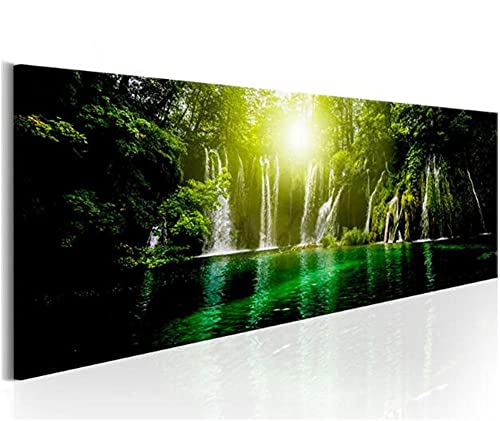 Peinture Diamant Grand Format Forêt Cascade Solution Murs Vides Strass Carrés Rendu Continu