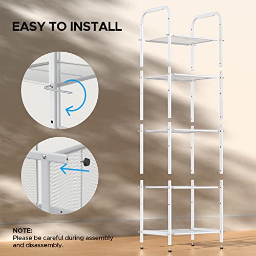 Max Houser 5-Tier Metal Shelving Unit Storage Rack,Extendable Plant Stand Bathroom Organizer With Adjustable Shelf For Kitchen, Office,Living Room, Balcony, Kitchen,White #TOP5
