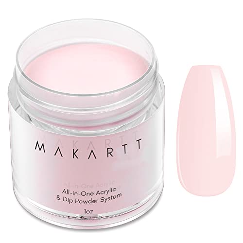 Makartt Polvo acrílico Dip en polvo, 1 onza, 2 en 1, polvo acrílico para uñas acrílicas, para extensión de uñas, polvo para sumergir las uñas, no requiere secado con lámpara de uñas (desnudo) Cover