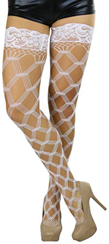 Image of ToBeInStyle Women's Multi-Strand Large Diamond Fence Net Thigh High Stockings