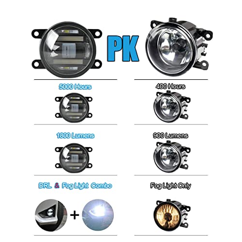 White Led Fog Light With Drl Assembly Retrofit Upgrade Compatible With Many Models Of Ford Honda Acura Nissan Jeep Subaru Suzuki Land Rover Lincoln Jaguar Mitsubishi Porsche Smart Fiat Ram Promaster #TOP6