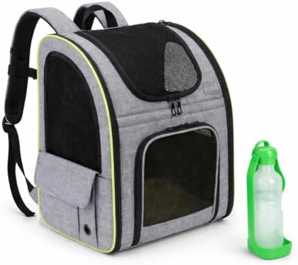 Mochila Gato y Perro de hasta 8kg Incluye Bebedero portátil – Mochila para Gatos Transporte y Perros pequeños con ventilación,