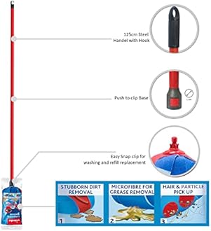 Vileda Super Mocio Triple Action 3D Telescopic Steel Cleaning Tools