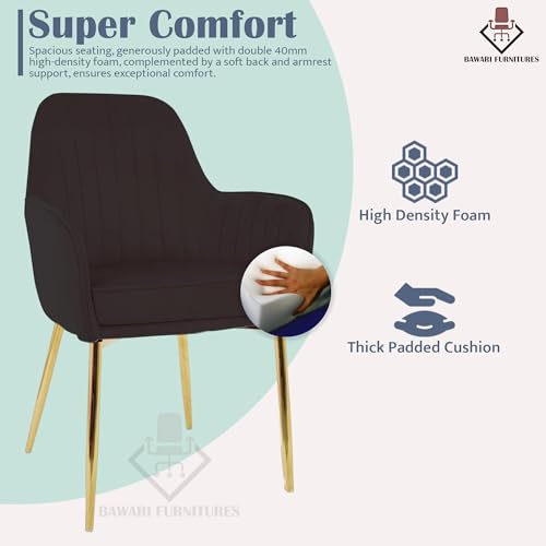 Image of Set of 2 Accent Chair for Living Room | Modern Armchair in Soft Velvet Fabric with Sturdy Legs | Premium Chair for Home Living Room Bedroom Restaurent | (Gold Legs, Black)