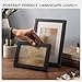 Homeforia A4 Picture Frame Black Wood, High-End Oak 8.3 x 11.7 Black Poster Frames Matted to 5.8 by 8.3 Photo, 8.3x11.7 Size Wooden Frame with Mat for 5.8x8.3 Print, Tempered Glass, Wall Kit, Set of 1