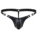 CHICTRY Men's G-String Thongs Underwear Faux Leather Bikini Briefs Trunks Shorts Black X-Large(Waistline 29.0-37.0"/74-94cm)