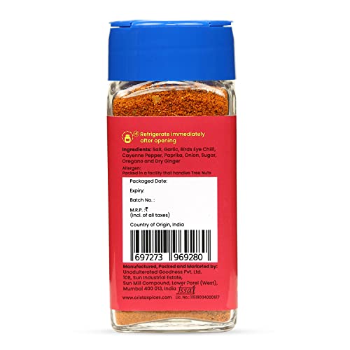 CRISTA Tangy Peri-Peri Spice Mix | Exotic Spices | Multi-purpose Seasoning | Trans Fat Free | Vegan | Zero added Colours, Fillers, Additives & Preservatives | 45 gms each | Pack of 2