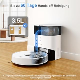 AIRROBO Saugroboter mit Wischfunktion, 3.5L Staubsauger Roboter mit Absaugstation, 180Min Laufzeit, LiDAR Navigation, Starker Saugkraft, Automatischer Entleerung, App-Steuerung