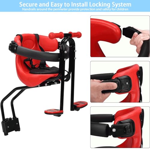 Asiento de bicicleta para niños delantero con pasamanos y cinturón hasta 50 kg 5