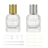 HXRYAGi 2 Pack 30ml Refillable Spray Perfume Bottles, Empty Clear Perfume Atomizer, Portable Perfume Mist Spray Bottle Travel Perfume Dispenser (30ML, Gold & Silver)