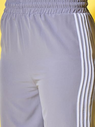 Image of Elasticated Sporty Women Cargo Track Pant with Side Stripes