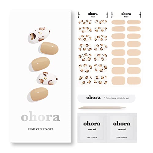ohora Gel Nail N Manx - Semi Cured Long Lasting Nail Polish Strips - Includes 2 Prep Pads, Nail File & Wooden Stick - Easy to Apply & Remove - 16 Solid Color & 14 Accent Wraps - 30 Stickers