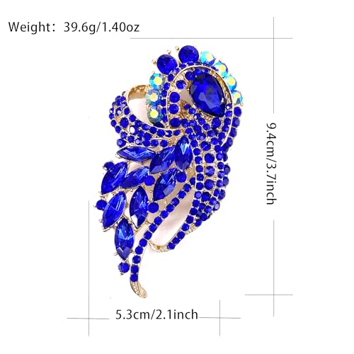 Image of LAXPICOL Vintage Clear Austrian Crystal Elegant Flower Bouquet Wing Brooch for Women