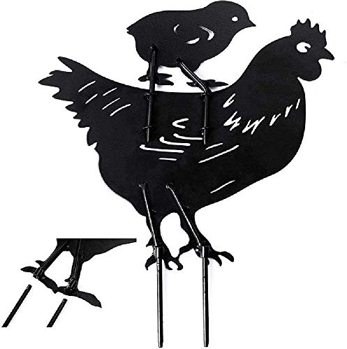 Piquets de jardin coq en métal noir avec art de silhouette ajouré