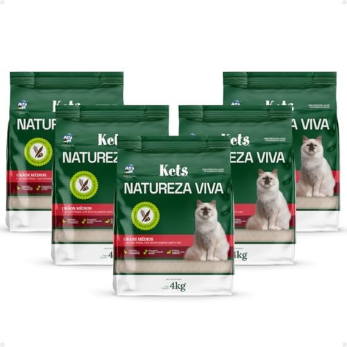 Kit 5 Areia Higiênica Milho e Mandioca Kets Natureza Viva Grãos M...