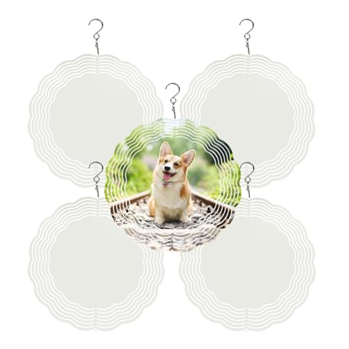 Image of CHONOVO 5 Pack Sublimation Wind Spinner Blanks 8 Inch Wind Spinners Sublimation Blanks 3D Aluminum Metal Wind Spinners for Yard and Garden Indoor Outdoor Window Porch Front Door Decoration Round