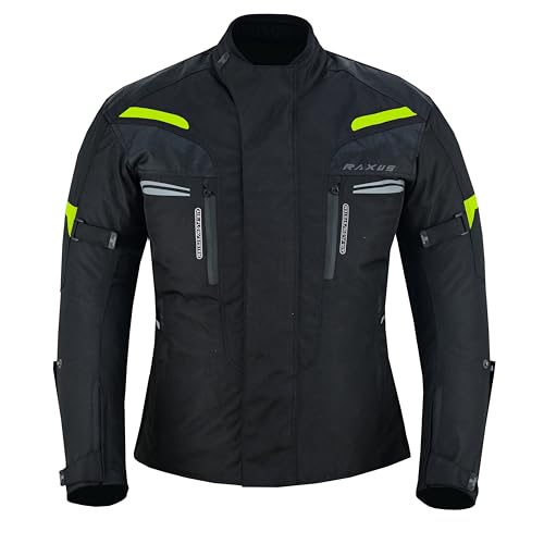 RAXUS THUNDER VESTE DE MOTO HOMME HIVER 3/4 IMPERMÉABLE Homologuée CE, Fluo, XL