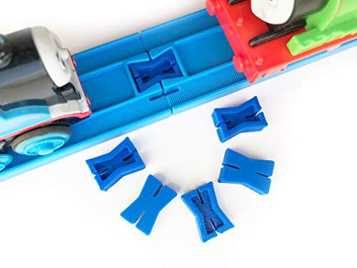 TrainLab Dog Bone Wooden Railway Train Track Connectors. Perfect for Newbies to Expert Track Builders (5pcs) (PLARAIL, Blue)