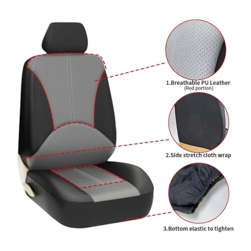 Couvre siège auto cuir PU noir respirant idéal pour trajets en famille - 5