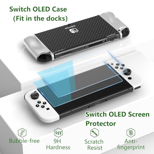 [27 In 1] Switch OLED Accessories Bundle for Nintendo Switch OLED Accessories Gift Kit for Christmas with OLED Carrying Case, Protective Case, OLED Screen Protector & More, Black - Thumbnail 4