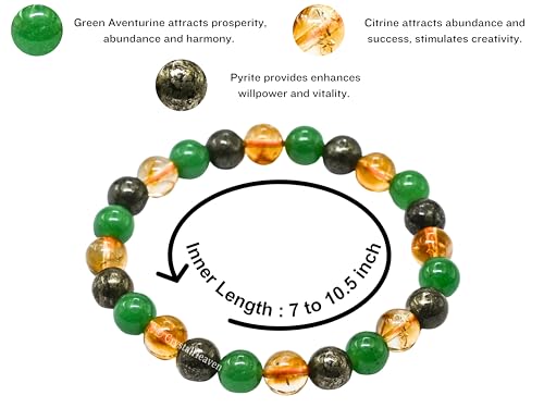 Image of Money Magnet Bracelet Original Certified Pyrite Bracelet with Green Aventurine, Citrine - Elegant Bracelet for Man, Women and Men - Healing Crystals Bracelet with Money Crystal Stones